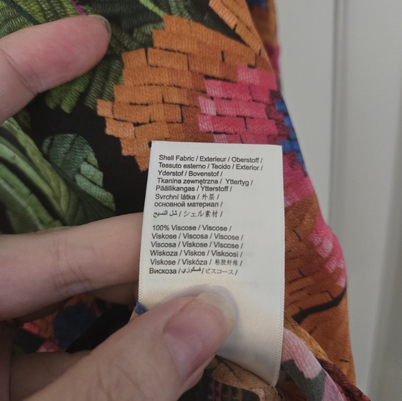 Farm Rio XL tropical print black lace flowy sleeve top - Picture 6 of 9